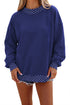 Mock Neck Polka Dot Pattern Trim Oversized Sweatshirt