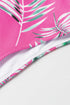 Ribbed Tropical Leaf Print High Waisted Bikini Set
