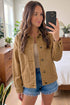 Metal Button Front Long Sleeve Collar Denim Jacket