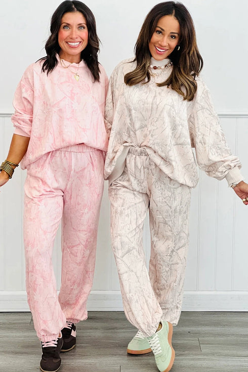 Camo Print Mock Neck Jogger Pant Set