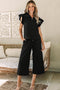 Textured Ruffle Sleeve Top Wide Leg Pant Set