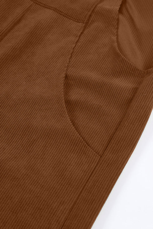 Polyester Corduroy Wide Leg Bib Overalls Jumpsuit