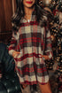 Brushed Plaid Button Front Side Slit Tunic Shacket