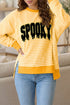 Spooky Slogan Stripe Split Hem Long Sleeve Sweatshirt