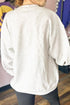 Sequin Bow Rugby Pattern Hoodless Graphic Sweatshirt