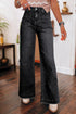 High Rise Wide Leg Pocketed Stretch Denim Jeans
