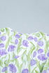 Tulip Floral Print Contrast Trim A Line Midi Dress