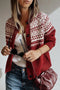 Geometric Print Button Front Long Sleeve Cardigan