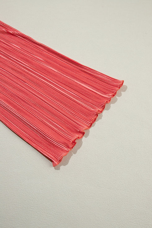 Solid Ruffle Tiered Cami Pleated Wide Leg Pant Sets