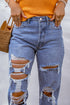 Heavily Distressed Big Hole Denim Boyfriend Jeans