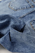 Center Seam Cuffed Hem Straight High Waist Denim Jeans