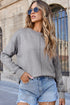 Center Seam Drop Shoulder Ribbed Cuff Crewneck Sweater