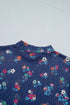 Polka Dot Floral Mesh Long Sleeve High Neck Pullover Sheath Top