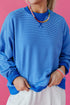 Striped Ribbed Cuff Hem Seam Long Sleeve Pullover Top