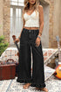 Elastic Waist Ruffled Wide Leg Denim Pants