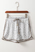 All Over Leopard Print Lace Up Accent Trim Shorts
