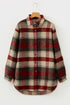 Brushed Plaid Button Front Side Slit Tunic Shacket