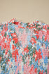 Floral Print V Neck Flutter Sleeve A Line Long Dress