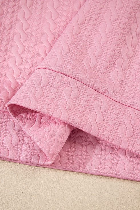 Textured Contrast Trim Crewneck Pocketed Two Piece Dress