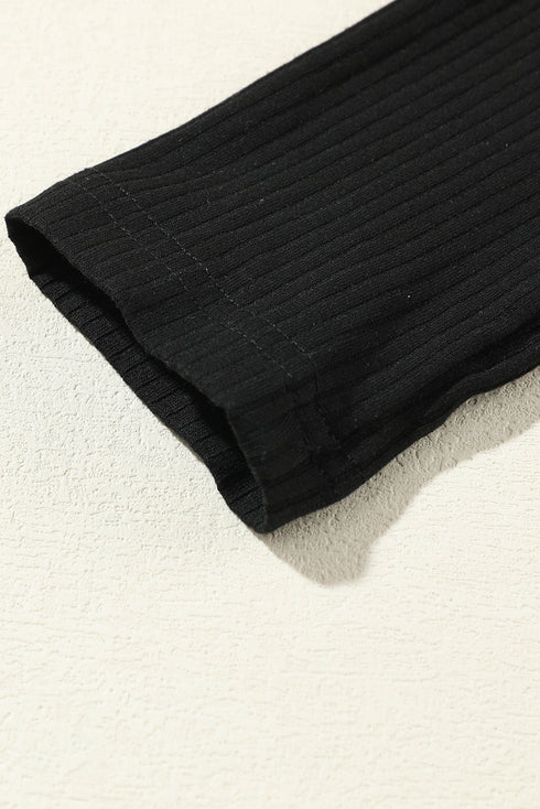 Minimalist Ribbed Crop Top And Long Pant Sets