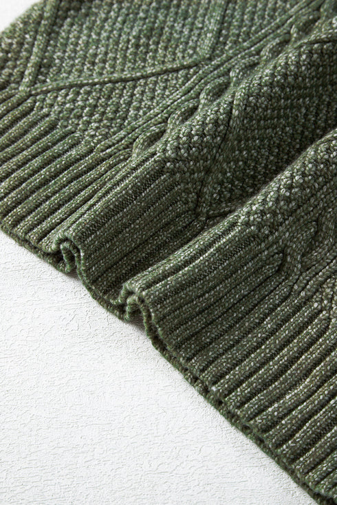 Long Sleeve Cable Knit Crew Neck Sweater Dress