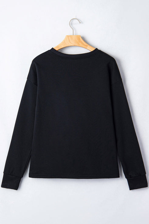 Round Neck Ghost Print Regular Fit Graphic Long Sleeve Tee