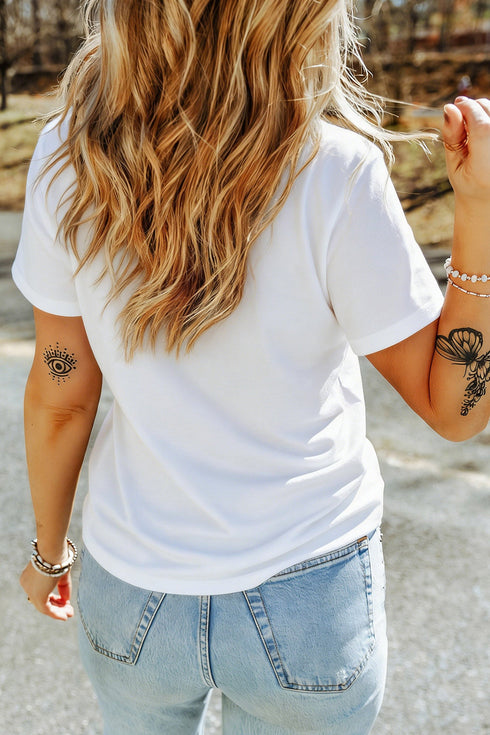 Polyester Cotton Pumpkin Graphic Round Neck Tee