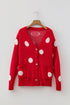 Oversized Polka Dot Button Front V Neck Cardigan