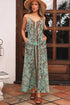 Bohemian V Neck Backless Ruffled Tassel Waist Maxi Floral Dress
