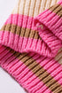 Cotton Striped Pattern Textured Drop Shoulder Sweater
