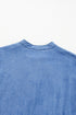 Chambray Denim Ruffled Tiered Split V Neck Mini Dress