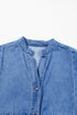 Chambray Denim Ruffled Tiered Split V Neck Mini Dress