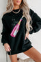 Champagne Bottle Graphic Oversized Pullover Sweatshirt