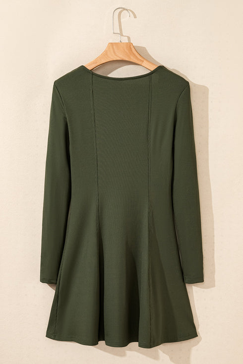 Charleston Charm Rib Knit Square Neck Dress