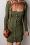 Charleston Charm Rib Knit Square Neck Dress