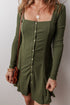 Charleston Charm Rib Knit Square Neck Dress