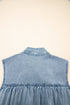Charming Bow Tie Neck Sleeveless Ruffled Hem Chambray Mini Dress