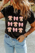 Charming Country Cow And Bow Grid Print Graphic Tee