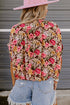 Charming Floral Print Crew Neck Short Sleeve Shift Blouse
