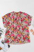 Charming Floral Print Crew Neck Short Sleeve Shift Blouse