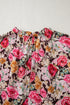 Charming Floral Print Crew Neck Short Sleeve Shift Blouse