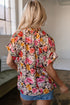 Charming Floral Print Crew Neck Short Sleeve Shift Blouse