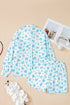 Charming Floral Stripe Patchwork Collared Top And Shorts Pajama Set