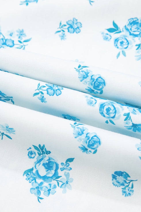 Charming Floral Stripe Patchwork Collared Top And Shorts Pajama Set