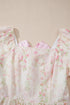 Charming Southern Belle Floral Puff Sleeve Knotted Open Back Ruffled Mini Dress