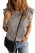 Charming Striped Crew Neck Ruffled Detail Sleeveless Summer Tank Top