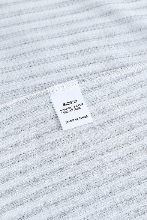 Charming Striped Crew Neck Ruffled Detail Sleeveless Summer Tank Top