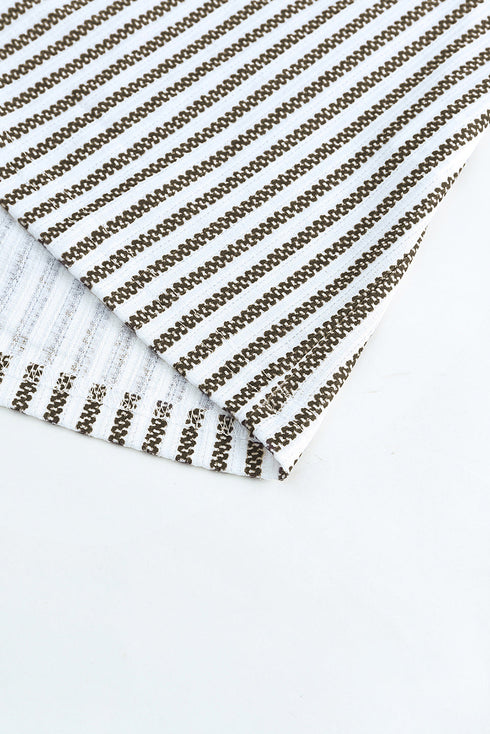 Charming Striped Crew Neck Ruffled Detail Sleeveless Summer Tank Top