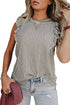 Charming Striped Crew Neck Ruffled Detail Sleeveless Summer Tank Top