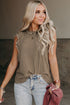 Charming Striped Crew Neck Ruffled Detail Sleeveless Summer Tank Top